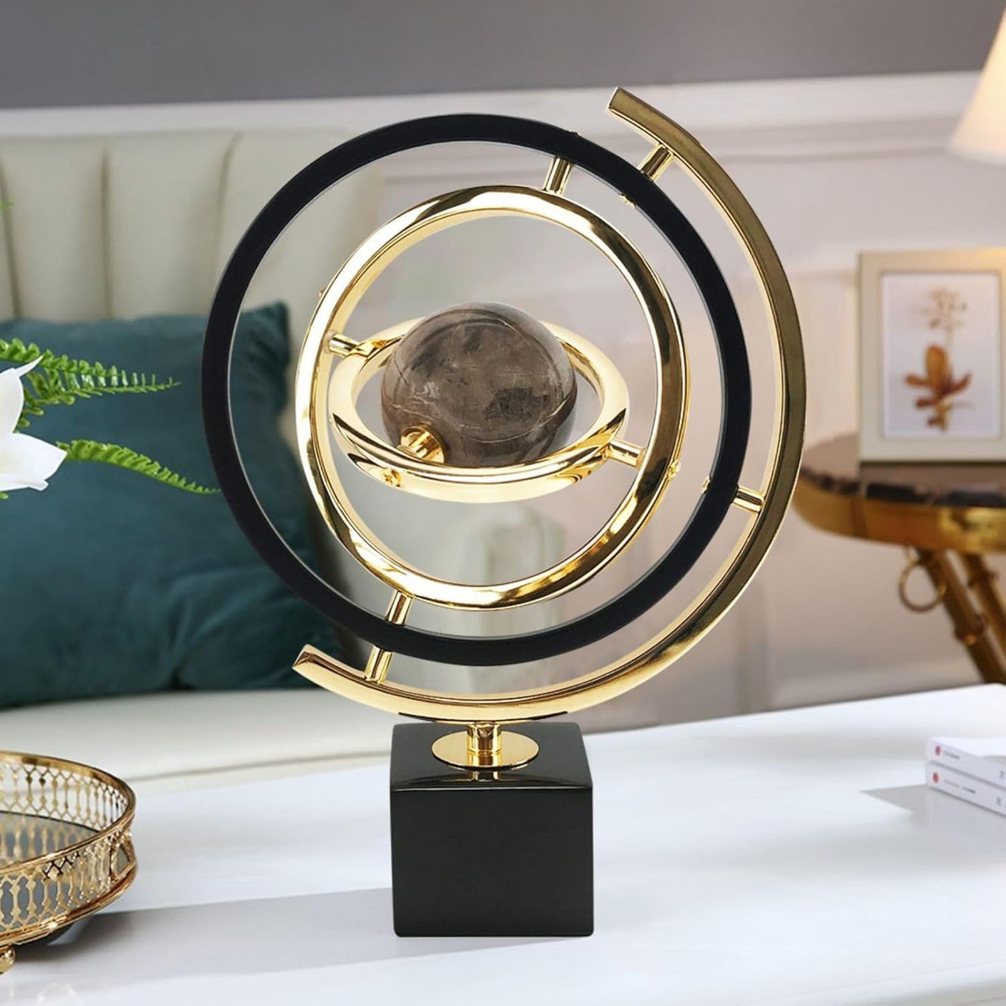 homary Modern Sculpture Decor Abstract Art Decoration Metal Globe Ornament Living Room Decor with