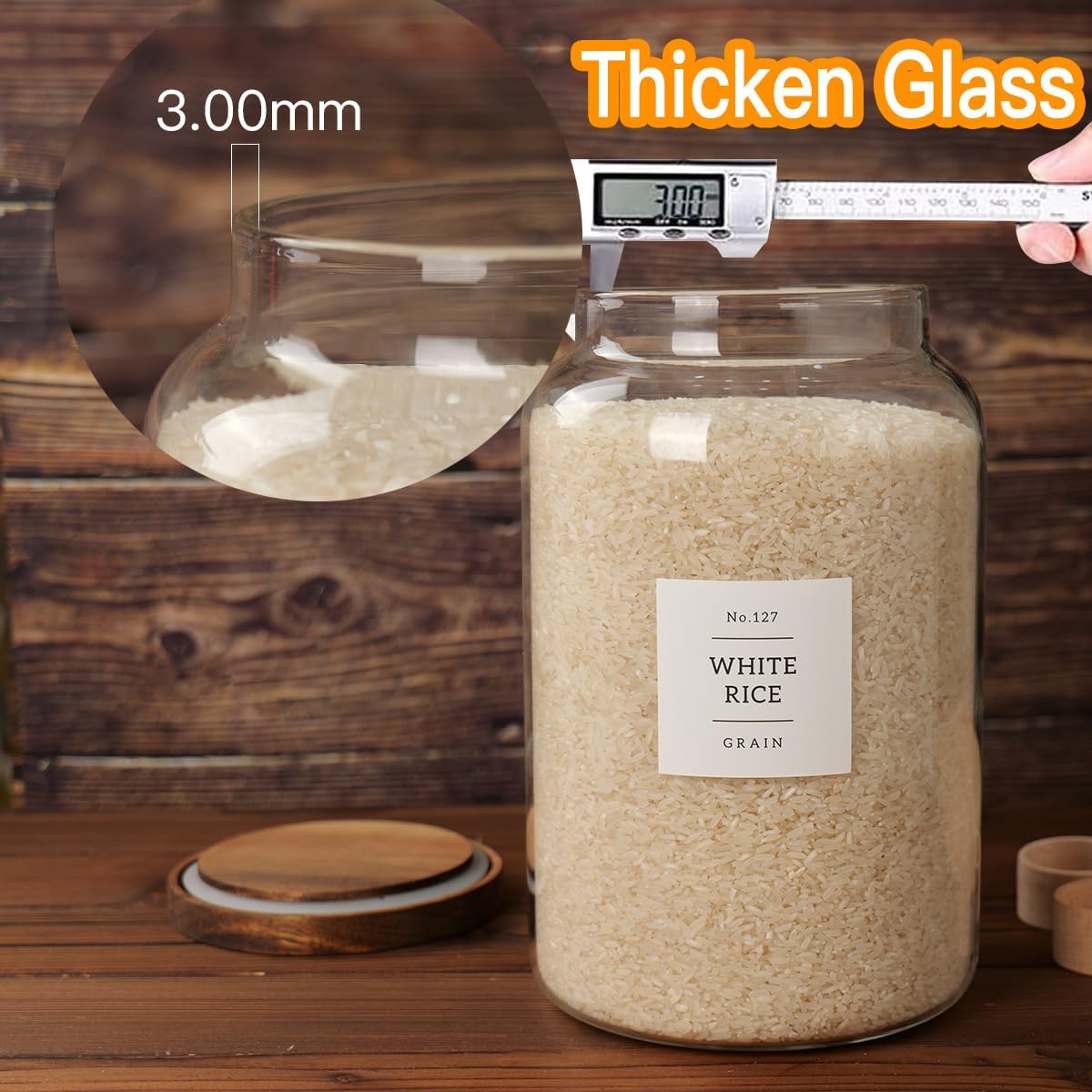 2 PCS Large Glass Jar with Airtight Lid, Glass Food Storage Jars for Tea,Spice,Cereal