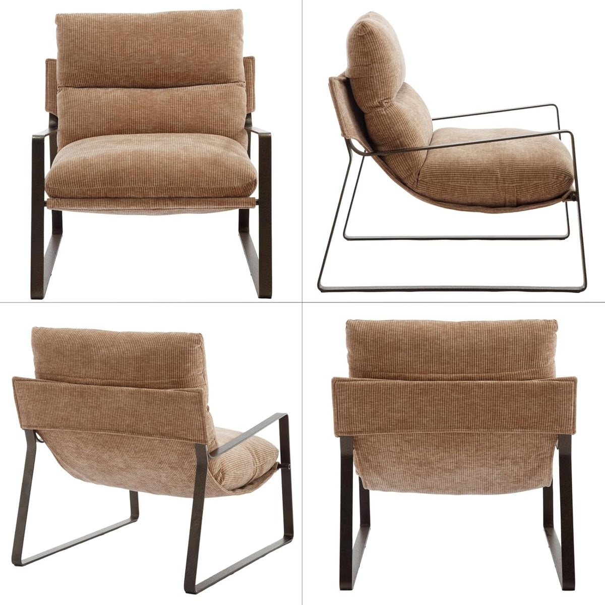 DUOMAY Mid-Century Accent Chairs Armchair Set of 2, Comfy Chenille Leisure Chairs Lazy Chairs with