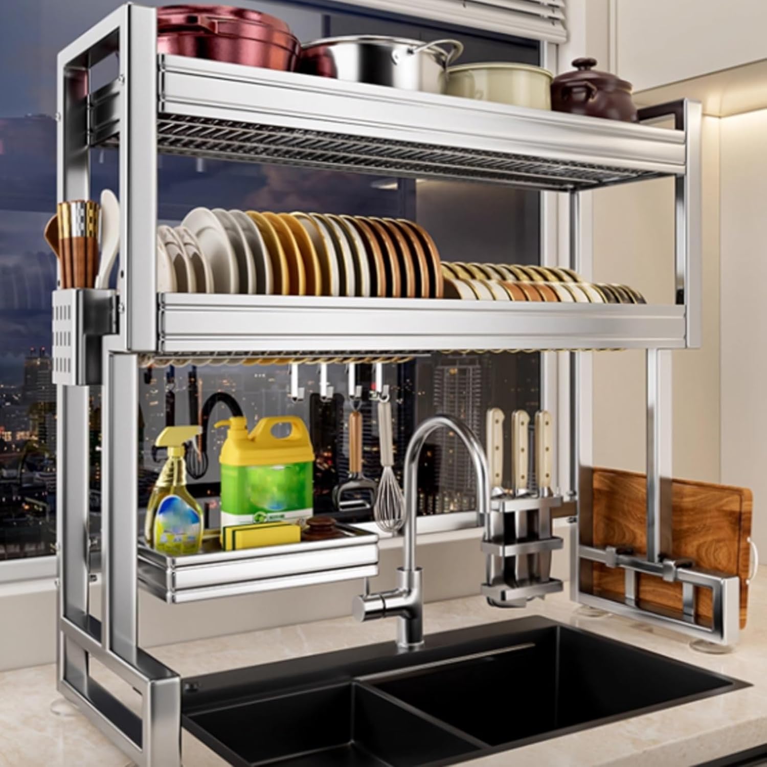 Kitchen Sink Rack Sink Above The Dish Drain Dish Washing Rack Stainless Steel Multifunctional Dish