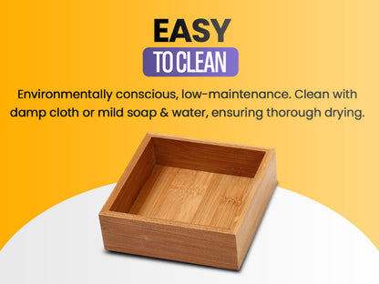 YBM Home Bamboo Drawer Organizer Storage Box for Kitchen Drawer, Junk Drawer, Office, Bedroom