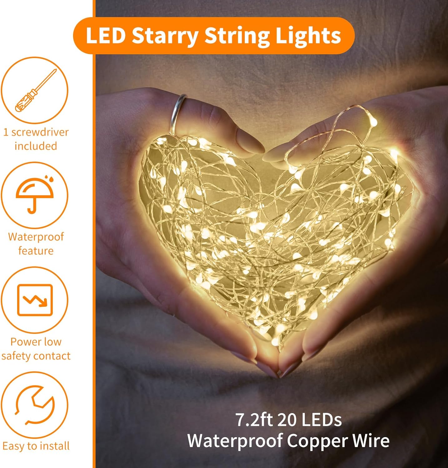 TingMiao 6 Pack Fairy Lights Battery Operated 7.2 ft 20 LED Mini String Lights Waterproof Silvery