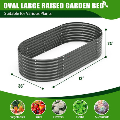 A ANLEOLIFE 6X3X2 ft Galvanized Raised Garden Beds Outdoor-2 Pack, Oval Large Metal Deep Root