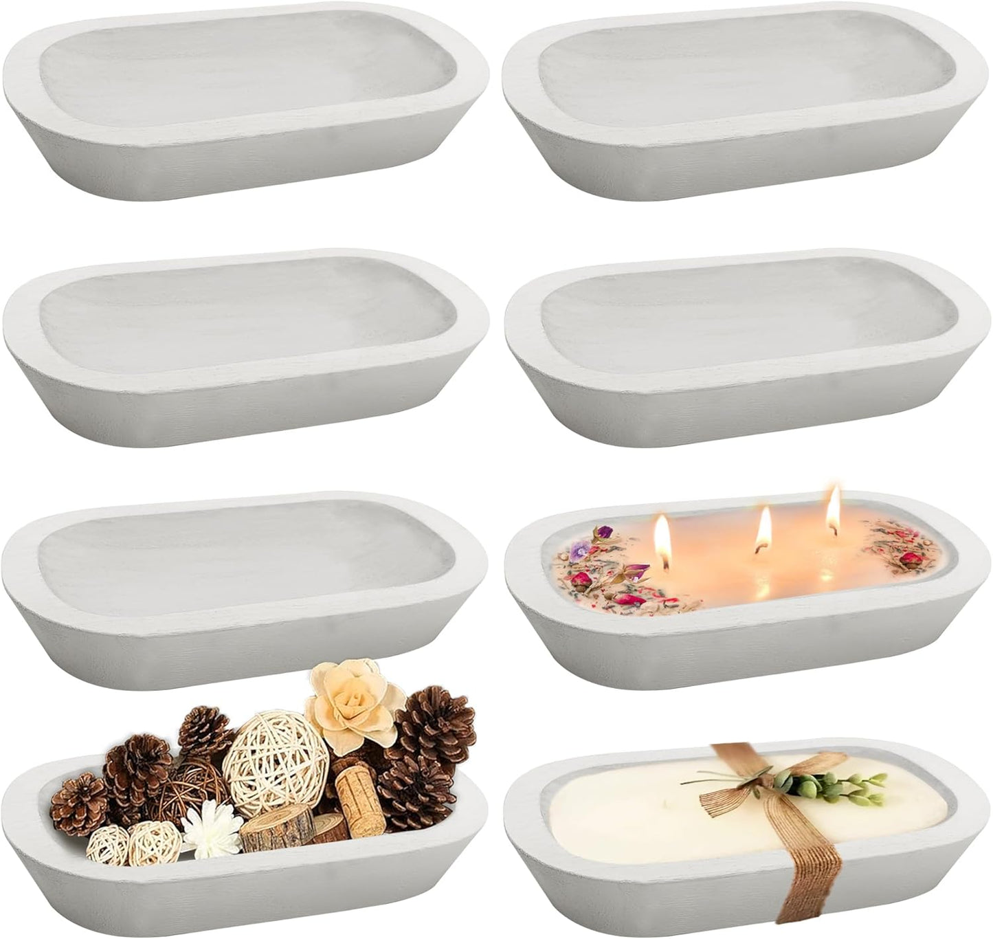 Royxen 8 Pack Wood Dough Bowl, Wooden Dough Bowls Paulownia, Rustic Bowl Vintage, Bowls for Candle