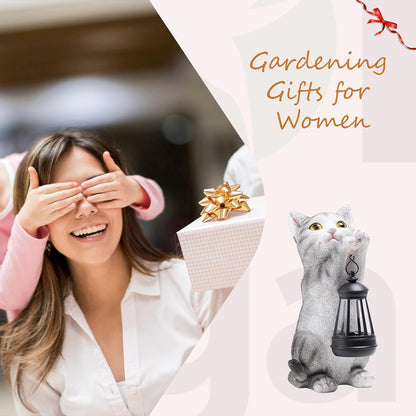 Solar Cat Garden Statue: Outdoor Cat Statues for Garden with Lights for Yard Art Lawn Ornaments
