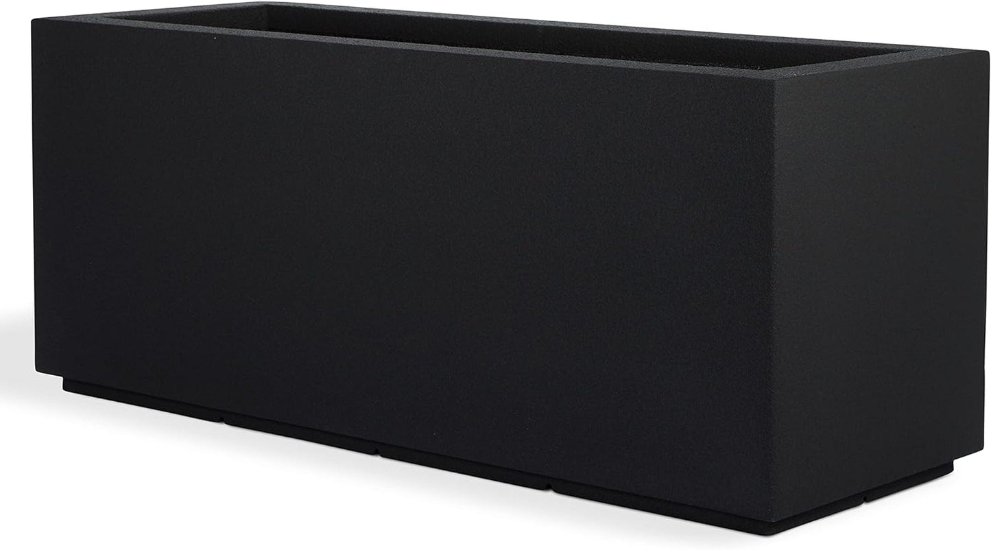 PolyStone Milan Tall Modern Outdoor/Indoor Rectangular Trough Planter, 46" L X 17" W X 19" H