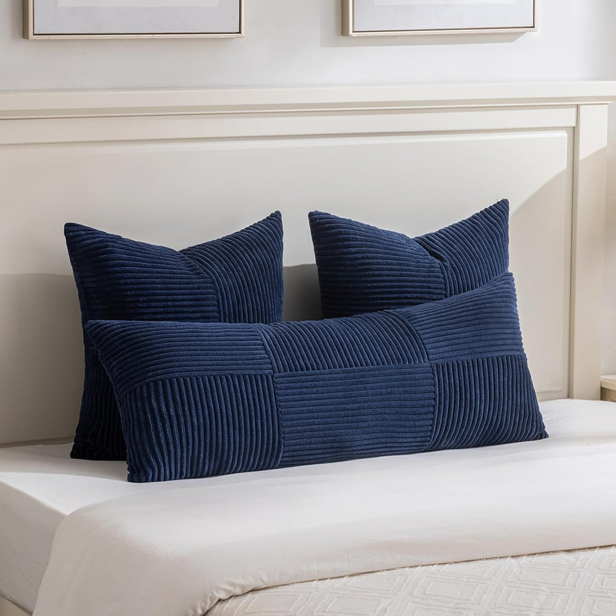Fancy Homi 2 Packs Navy Blue Decorative Throw Pillow Covers 22x22 Inch for Living Room Couch Bed