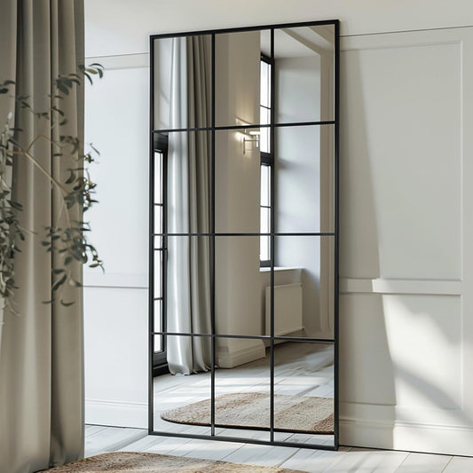 Windowpane Mirror Full Length 71"x30" Wall Mounted Art Pane Mirror Farmhouse Decorative Floor