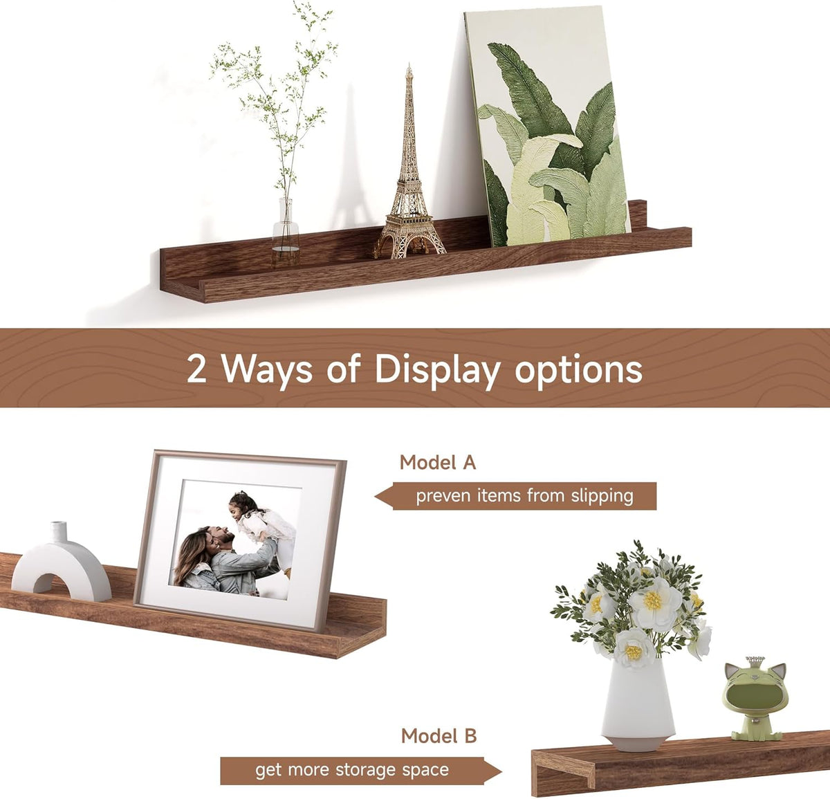 Picture Ledge Shelf for Wall, Floating Shelves Set of 4, 24 Inch Long Nursery Book Shelves for Toys
