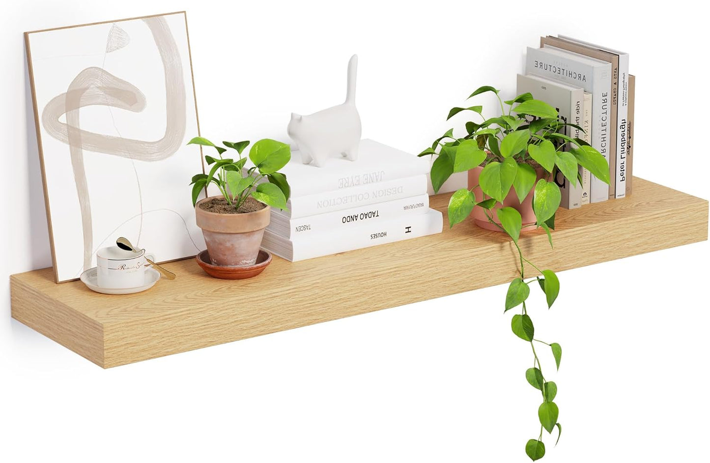 Heimlove 12 Inch Deep Floating Shelves, 48 x 12 inches Long Wall Shelf, Large Display Shelf &