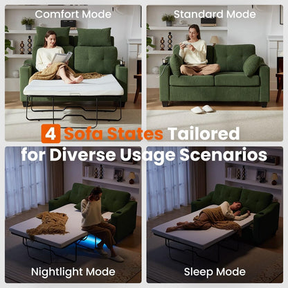 Pull Out Sofa Bed, Full Size Sleeper Sofa, 2-in-1 Convertible Corduroy Couch with USB Charging
