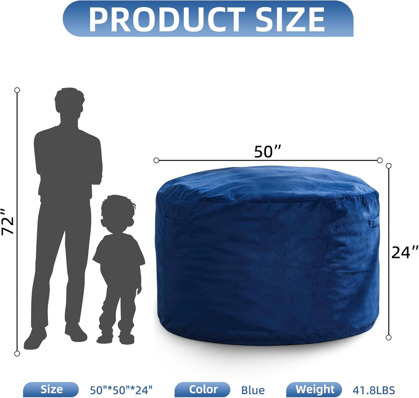 Hobestluk 5FT Bean Bag Chair Giant Bean Bag Chairs for Adults Large Bean Chairs with Removable