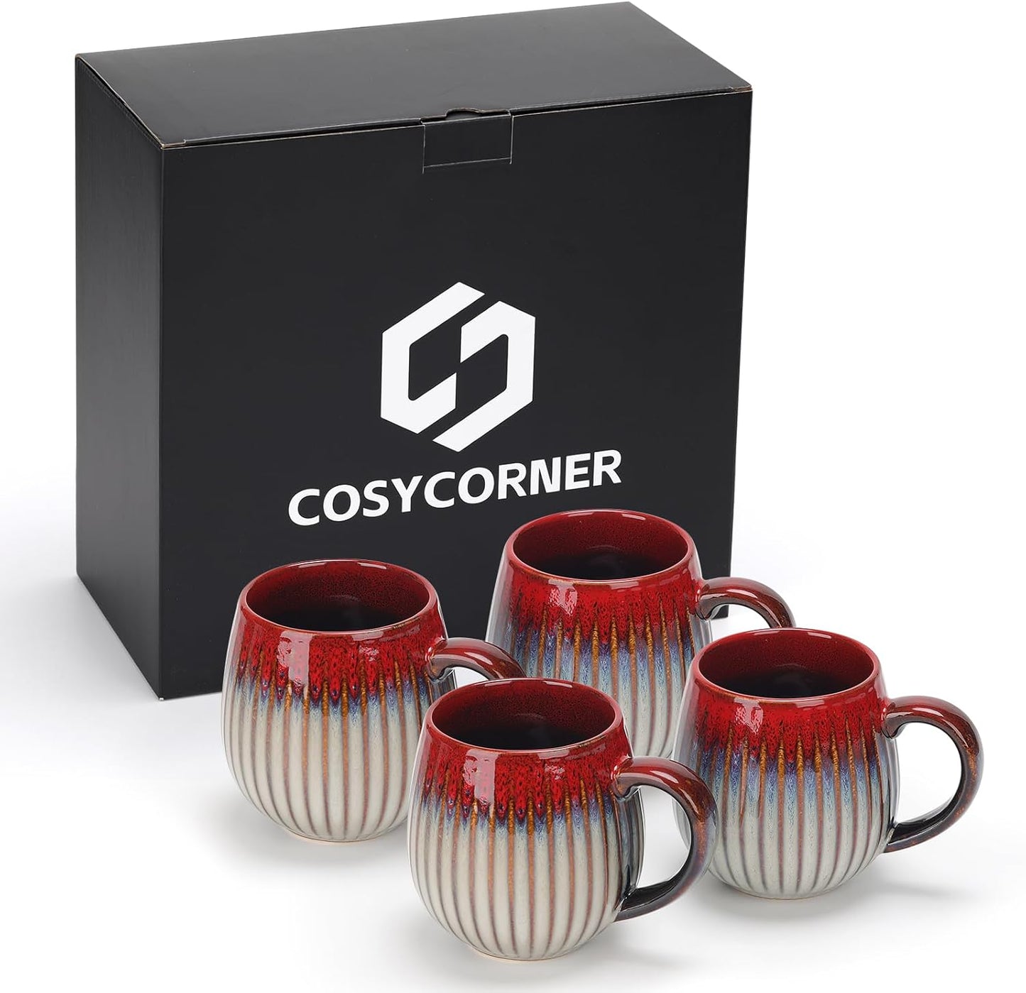 CosyCorner Ceramic Coffee Mugs Set, 17 oz Large Coffee Cups for Home and Office, Ceramic Cup for