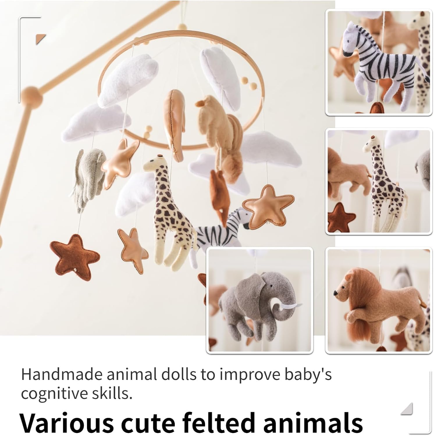 Baby Mobile for Crib, Baby Crib Mobile for Boys Girls, Baby Mobile for Bassinet, Boho Nursery