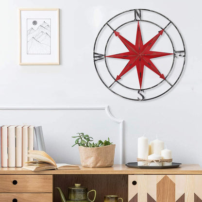 aboxoo Round Metal Compass Decorative Compass Metal Wall Art Hanging Wall Sculpture 22.8 Inch