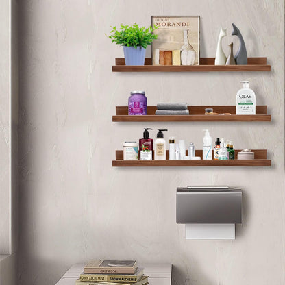 AZSKY Floating Photo Shelves Fair Light Walnut 24 Inch Picture Ledge for Storage Wall Book Shelves