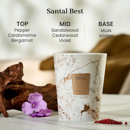 M&SENSE Santal Scented Candles for Home, 3-Wick Highly Scented Jar Candles, Extra Large Candle 35