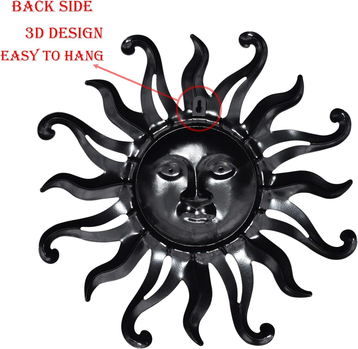 MACLARONX Metal Sun Wall Decor, Sun Face for Outdoor Garden Fence Yard Art Porch Door Patio Living