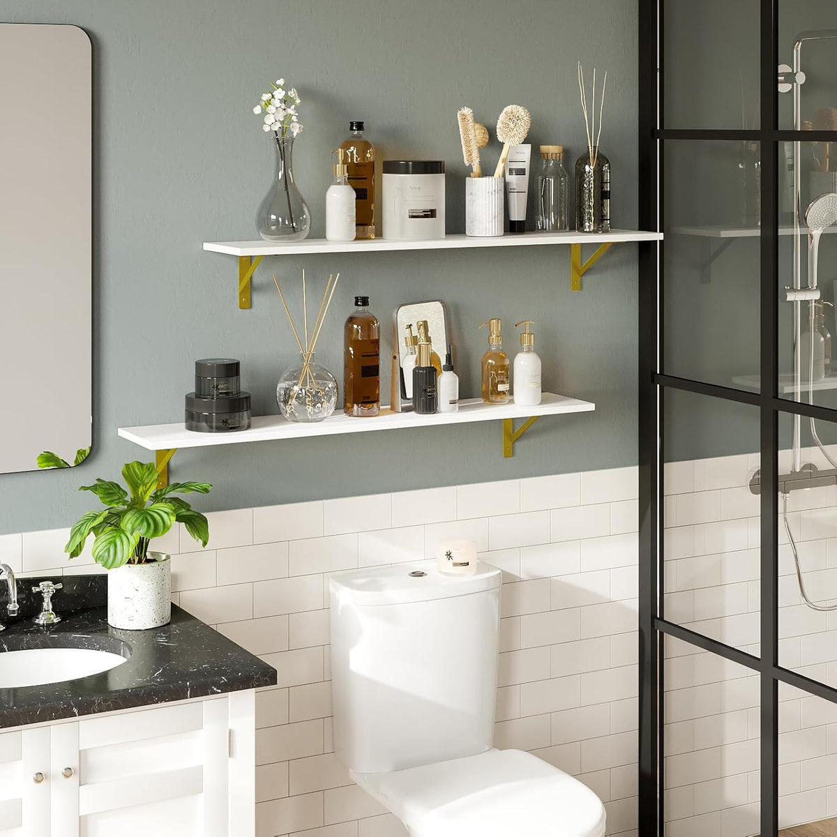 DINZI LVJ Long Wall Shelves, Set of 4, 39.4Inch Wall Mounted Shelves, Floating Shelves for Wall