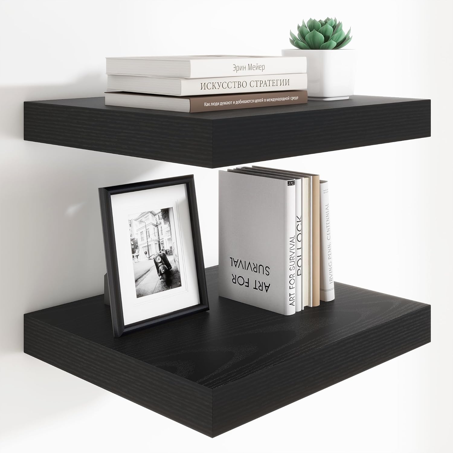 Heimlove 12 Inch Deep Floating Shelves, 16 x 12 inches Long Wall Shelf, Large Extra Display Shelf &