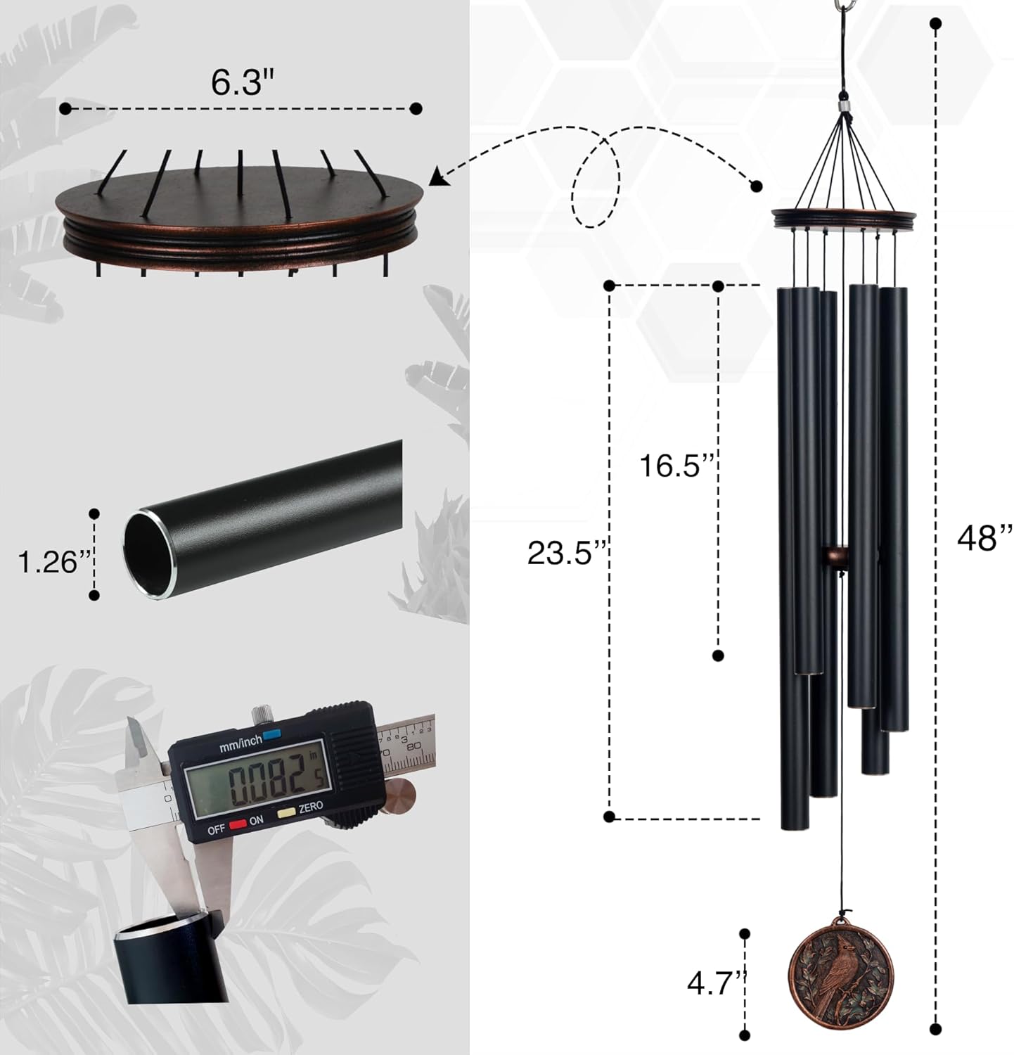 Vanquer Large Wind Chimes for Outside Deep Tone - 46'' Outdoor Clearance, Windchimes Outdoors