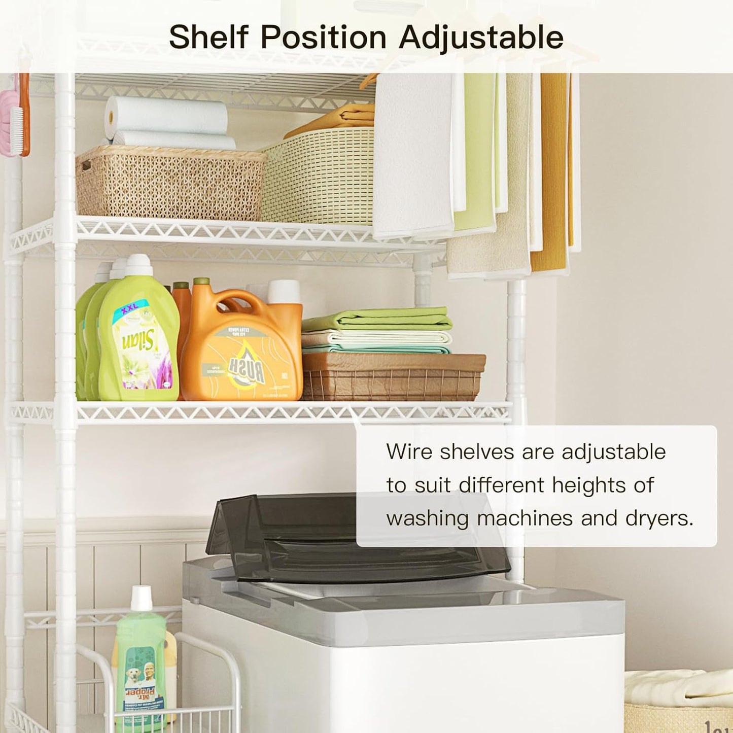 Ulif U11 Over Washer and Dryer Shelves, 3 Tiers Laundry Room Storage and Organizer Standing Shelf