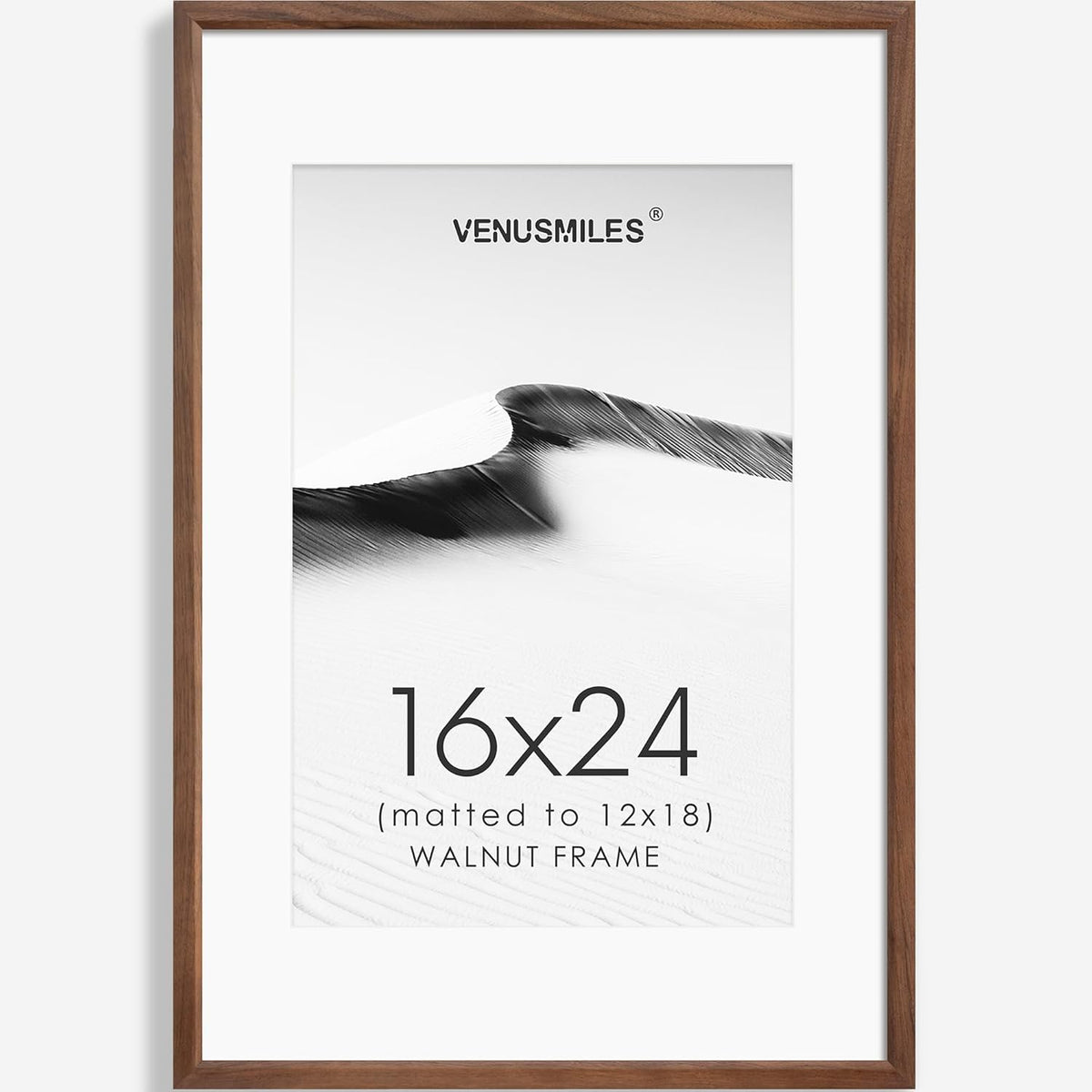 16x24 Poster Frame Natural Solid Walnut Photo Frames with 12x18 Removable Mat Wall Hanging Large