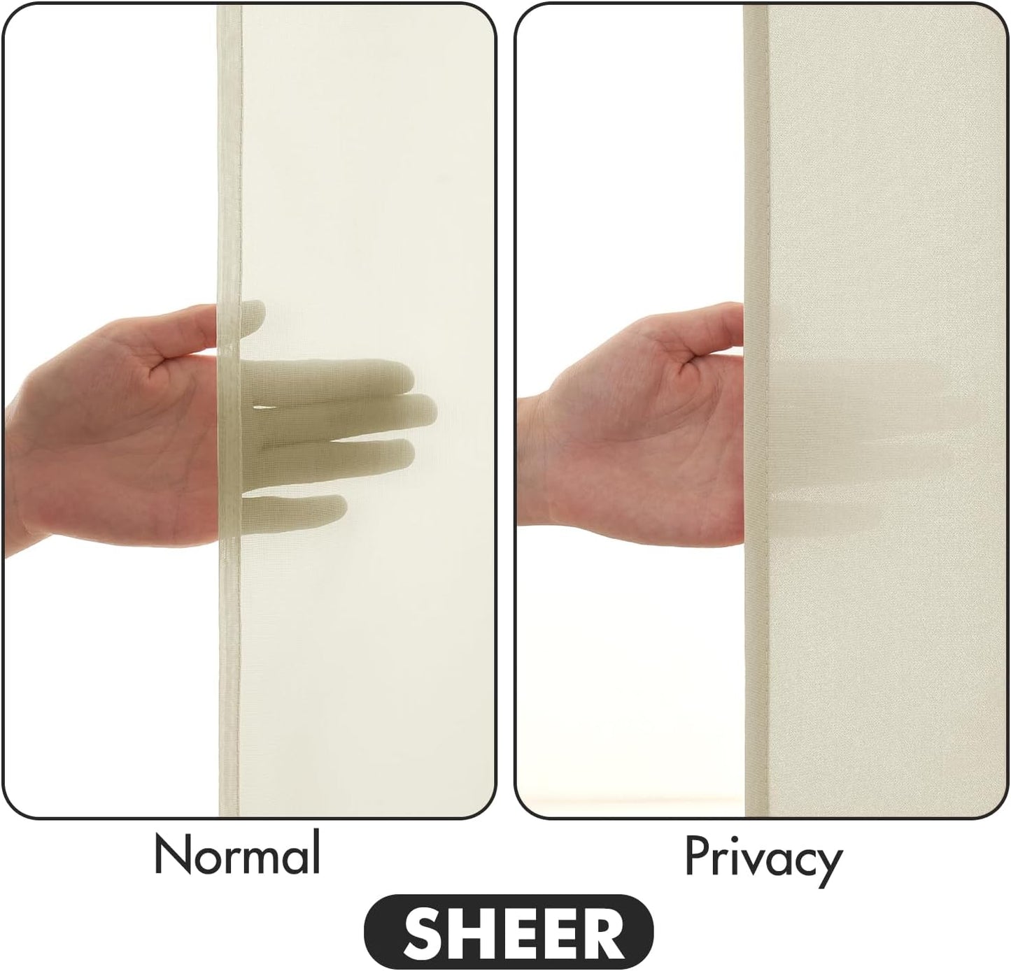 MIULEE Cream Beige Privacy Sheer Curtains That Let Light in 84 Inches Long Non-See-Through Semi