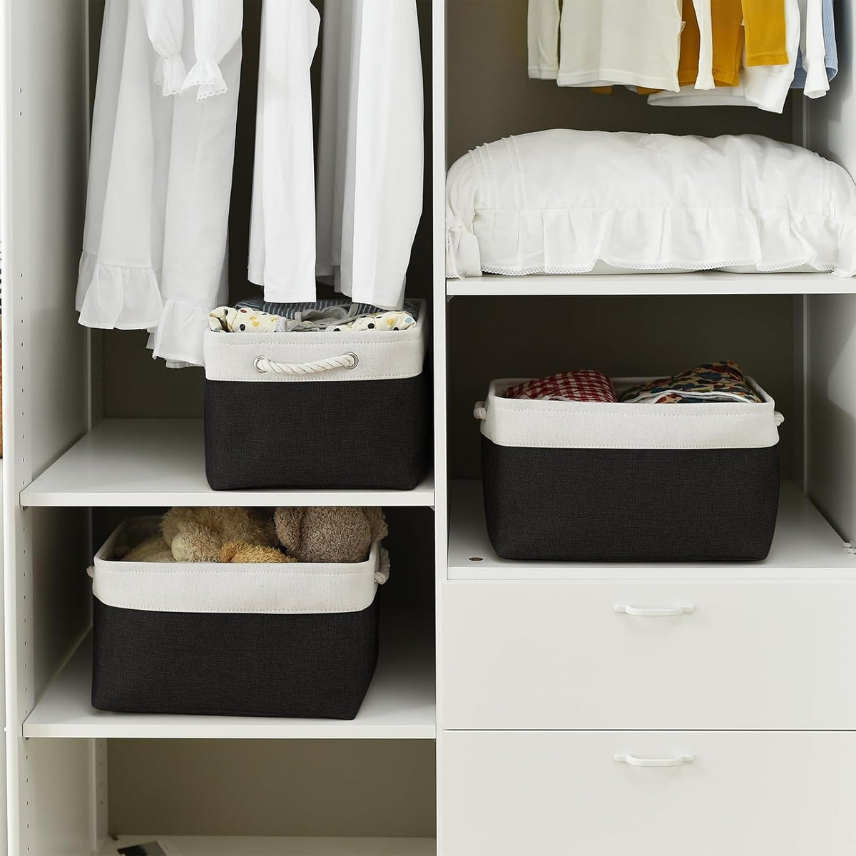 TheWarmHome Storage Basket for Organizing - Large 3 Pack 15.7x11.8x8.3 inch Collapsible Storage Bin