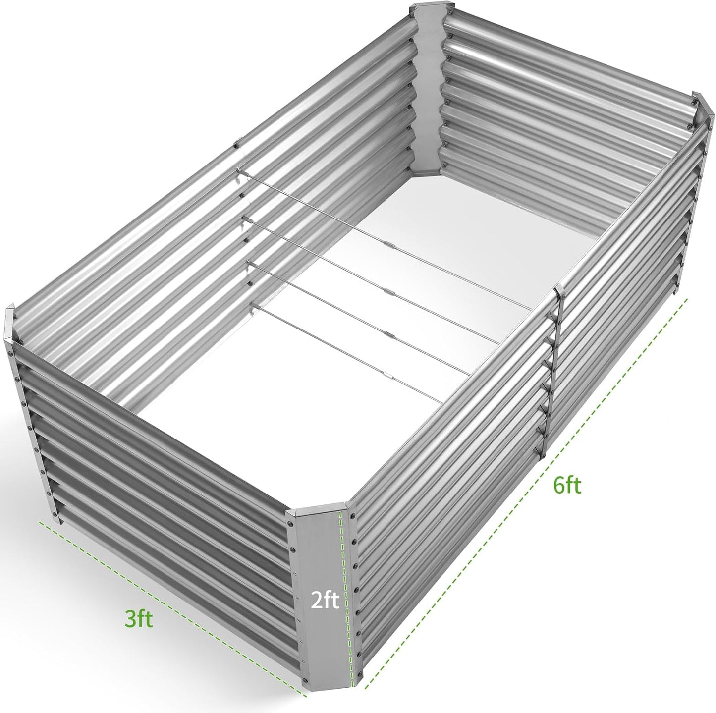 Land Guard 6×3×2 ft Galvanized Metal Raised Garden Bed, 2FT Deep Root Elevated Planter Box Steel