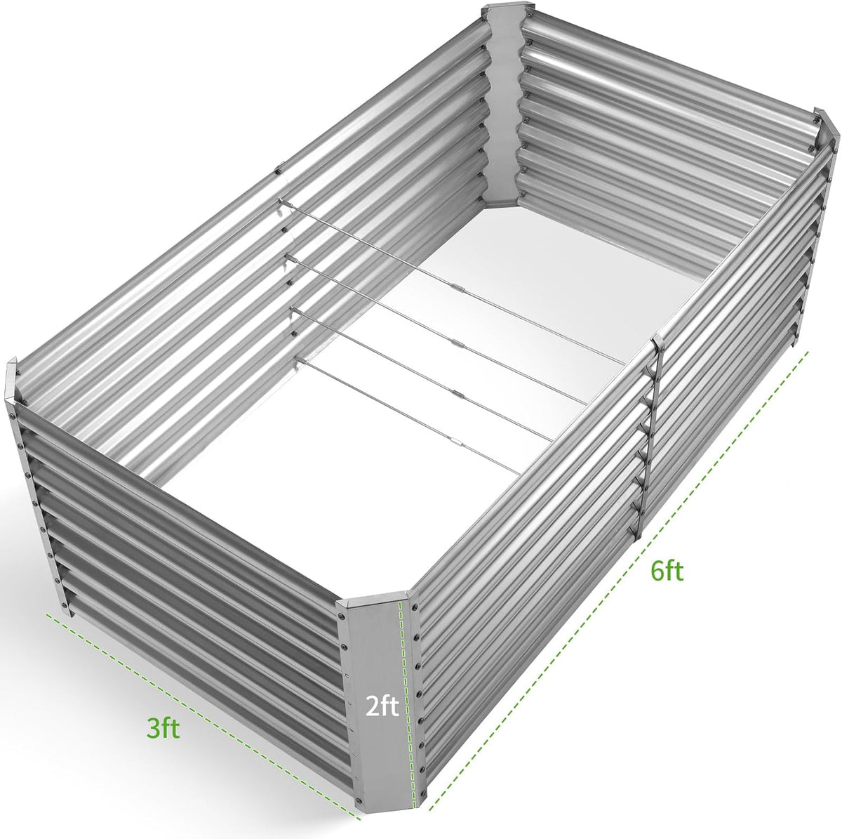 Land Guard 6×3×2 ft Galvanized Metal Raised Garden Bed, 2FT Deep Root Elevated Planter Box Steel