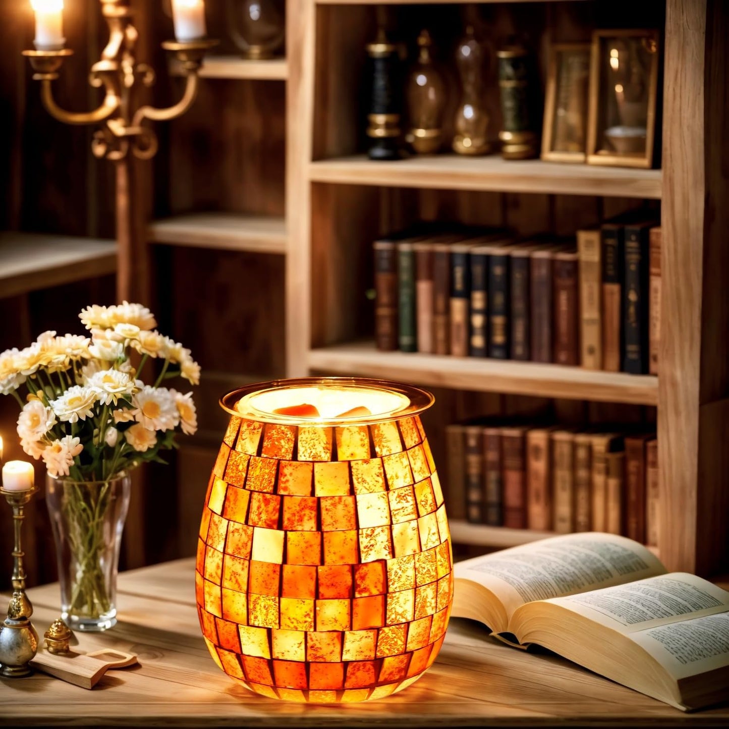 Dicimi Glass Wax melt Heater, Mosaic Electric Fuel Burner, Candle Wax melt Romantic Fragrance