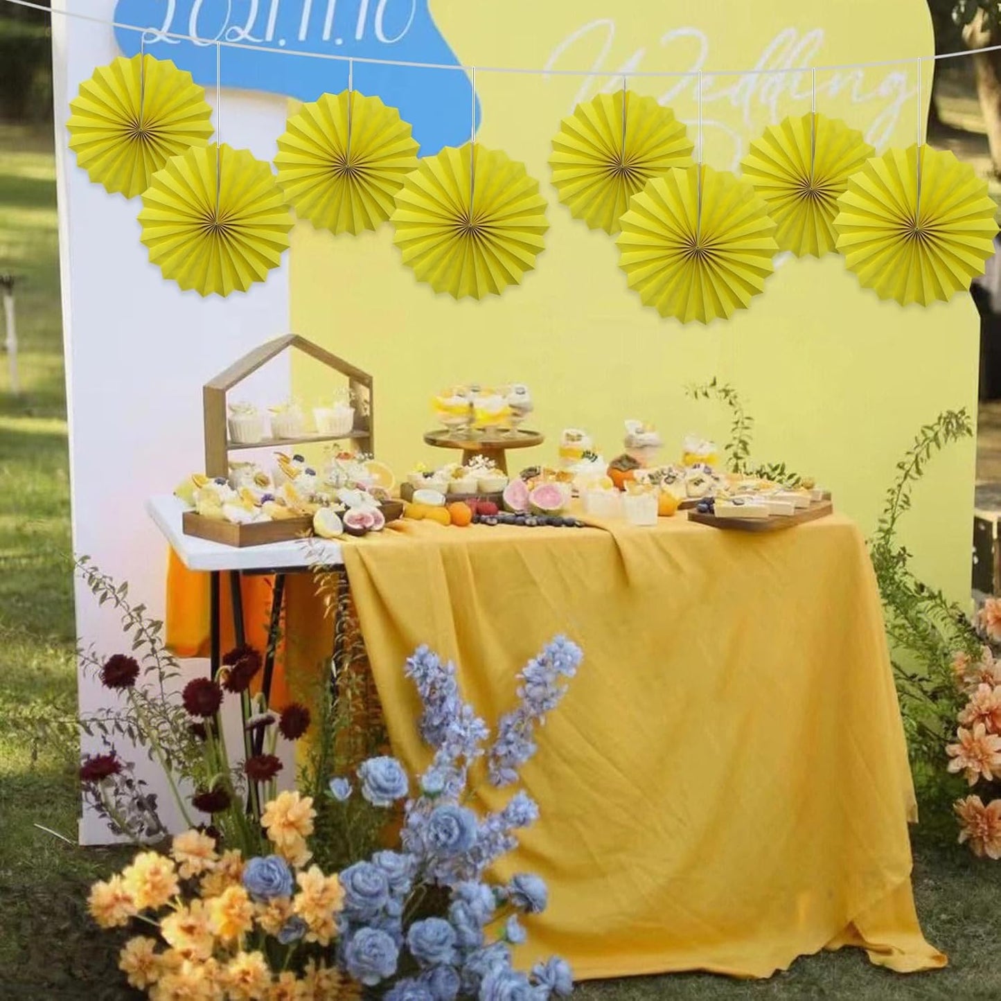 Yellow Party Decorations,Paper Decorations for Party,Lemon Decorations Party Paper Fans Bulk