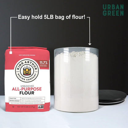 Urban Green Glass Jars with Black Lids, Glass Food Storage Canister with black lids, Pantry Flour