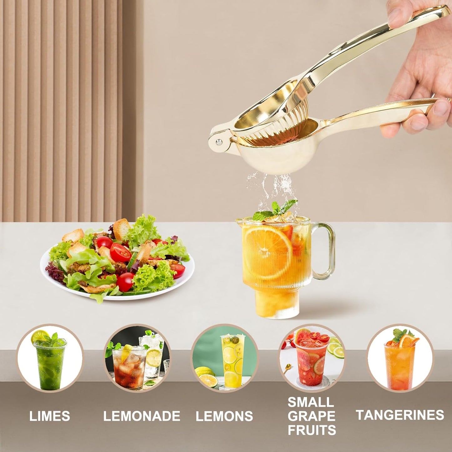 Lemon Squeezer, Heavy Duty Zinc Alloy Manual Lemon Juicer, High Yield Threaded Groove Small Oranges