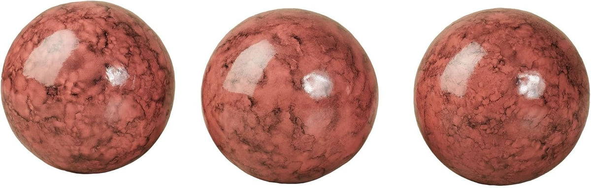 Cambria Cinnabar Marbled Orbs Sphere Balls 4 inches Diameter for Centerpiece Bowl and Tray Displays