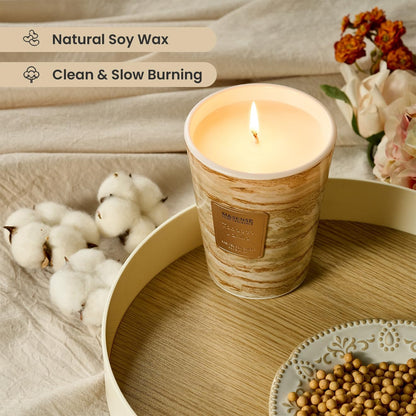 M&SENSE TobaccoVanilla Scented Candles for Home, Lead-Free Wick Highly Scented Jar Candles, 14.1 Oz