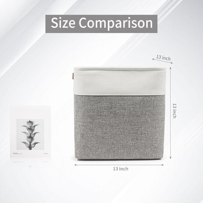 13x13 Cube Storage Bins, Collapsible Fabric Storage Box, 4 Pack Closet Baskets with Handles for