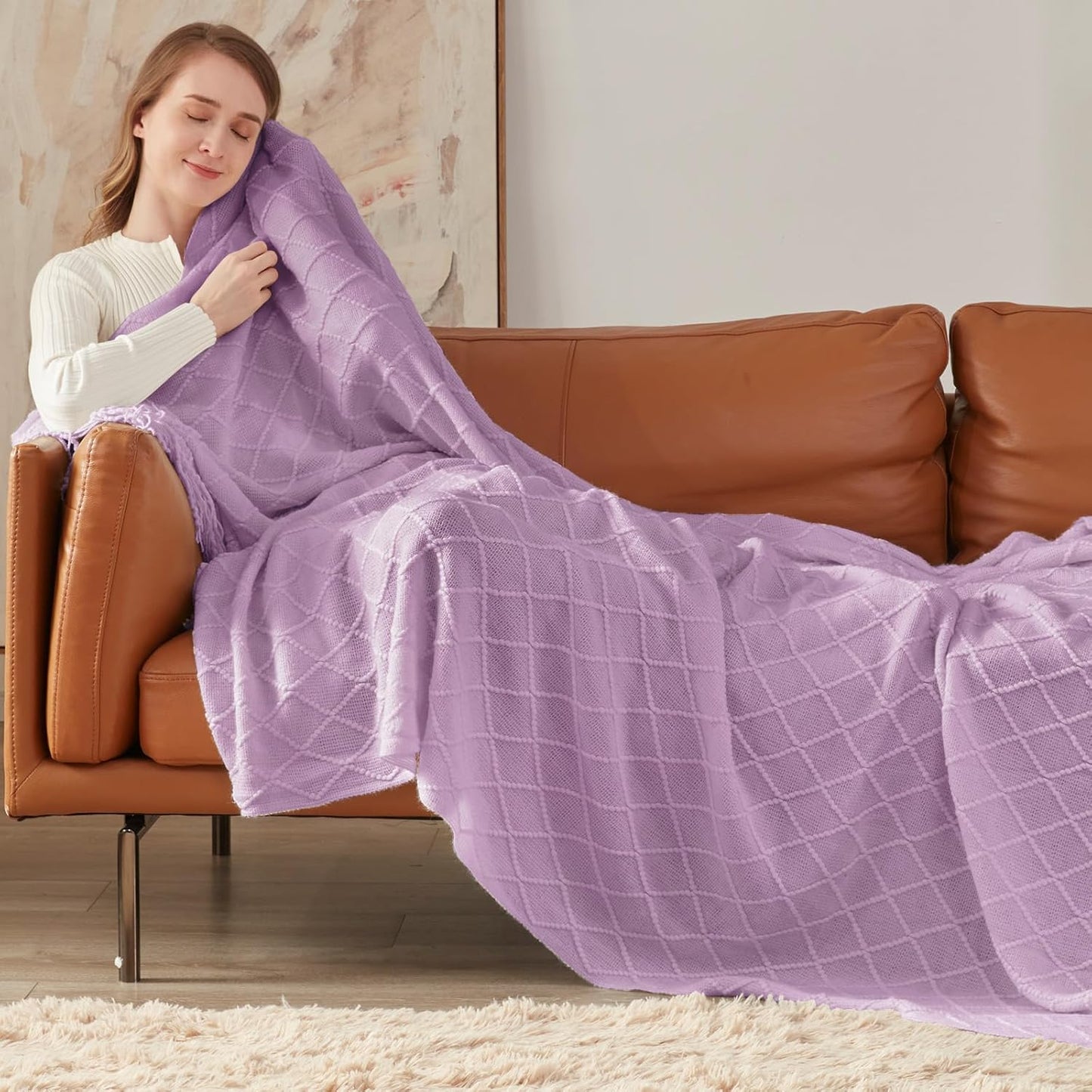inhand Knitted Throw Blanket for Couch and Bed, Soft Living Room Home Decor Knitted Blanket with