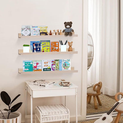 AZSKY Floating Picture Shelves 24 Inch a Set of 3 Wall Mount Long Narrow Photo Ledge Photo Frame
