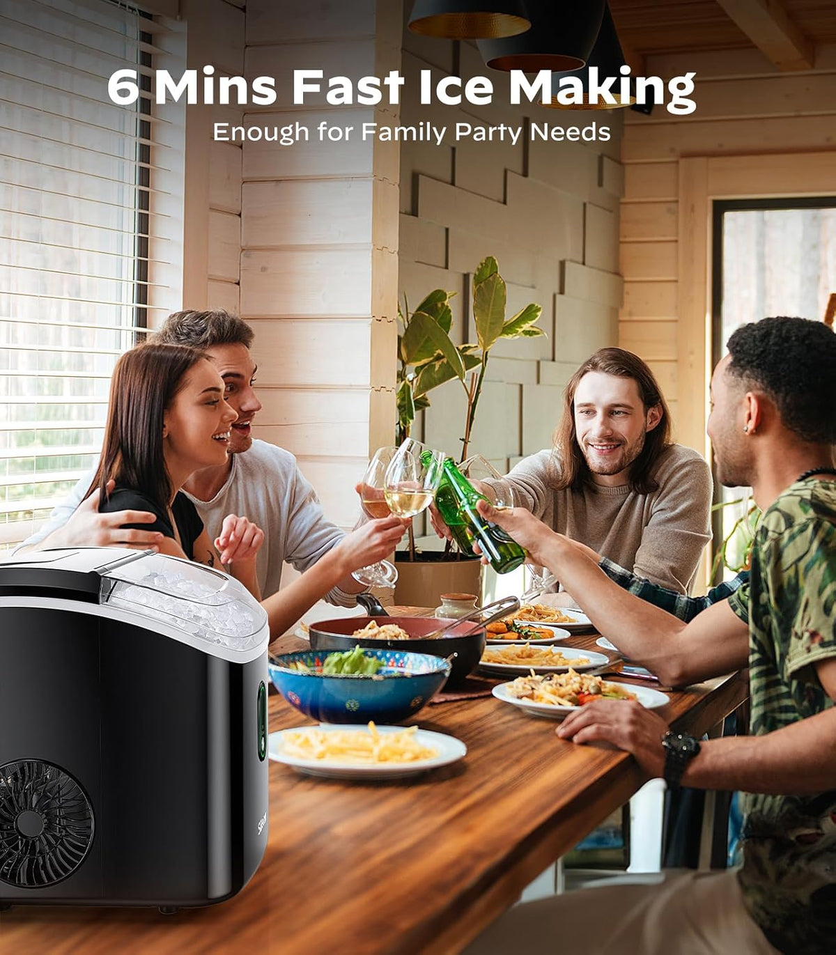 Silonn Nugget Ice Maker Countertop, Portable Pellet Ice Machine with Self-Cleaning Function, Sonic