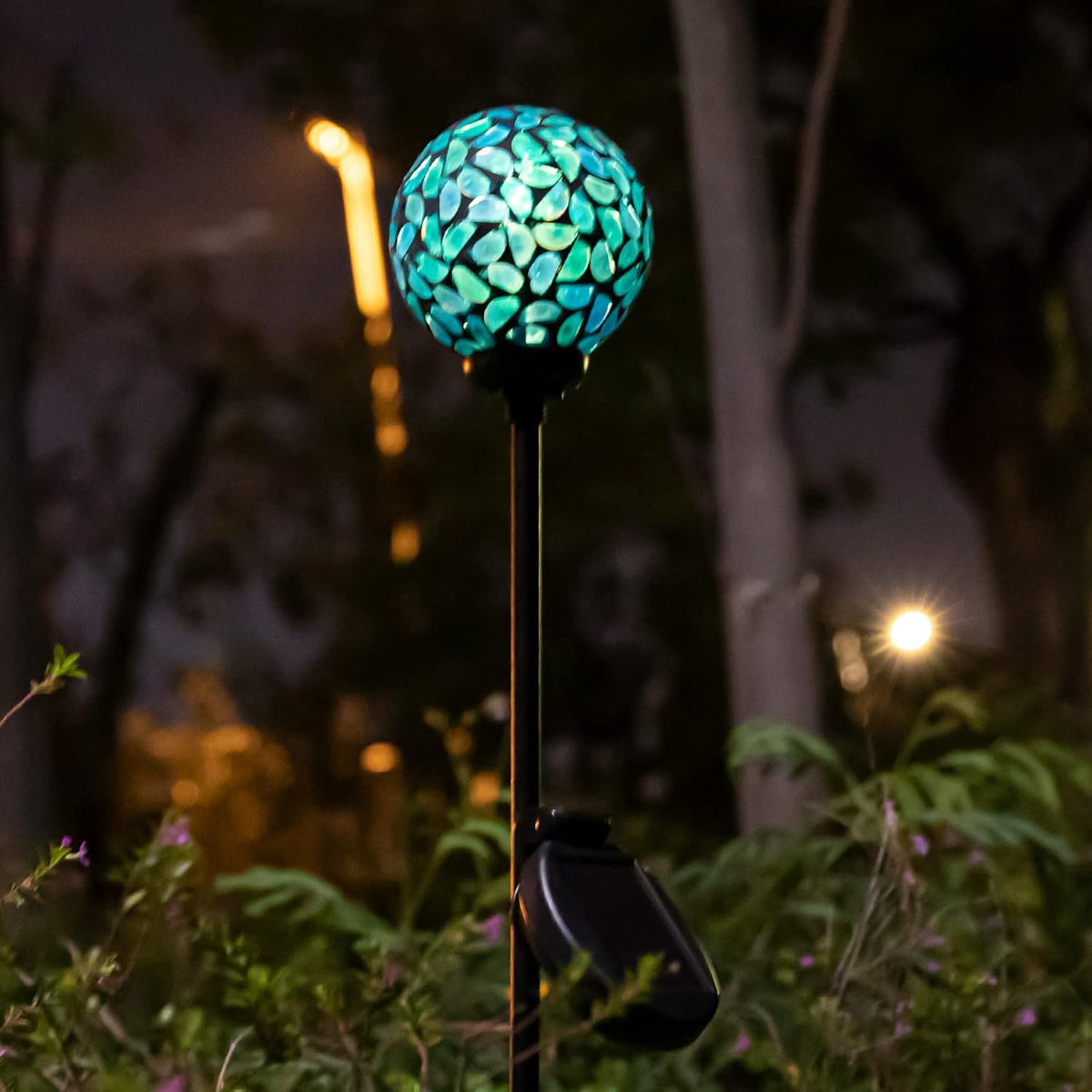 VCUTEKA Solar Lights Outdoor Decorative - Mosaic Solar Garden Light Waterpoof LED Pathway Stake