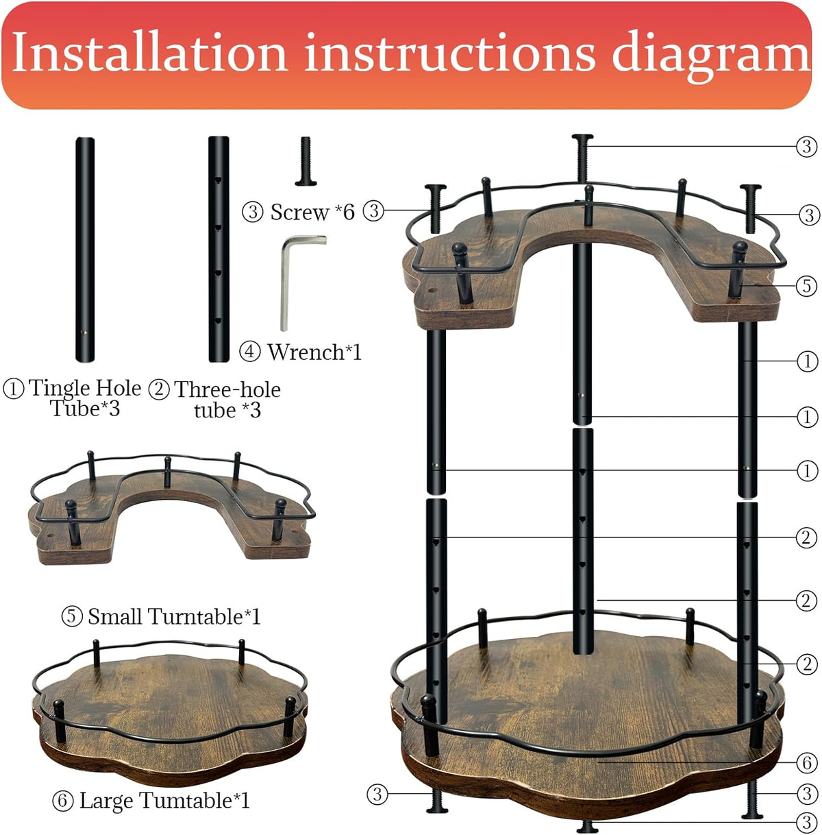 2 Tier Lazy Susan Organizer,2-Tier Spinning Spice Rack with Stable Carousel Base & 4 Height