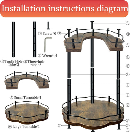 2 Tier Lazy Susan Organizer,2-Tier Spinning Spice Rack with Stable Carousel Base & 4 Height