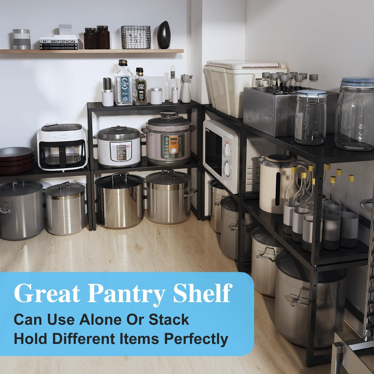 Expandable Metal Storage Shelves,110LBS Heavy Duty Shelving Units and Storage For Small Appliance