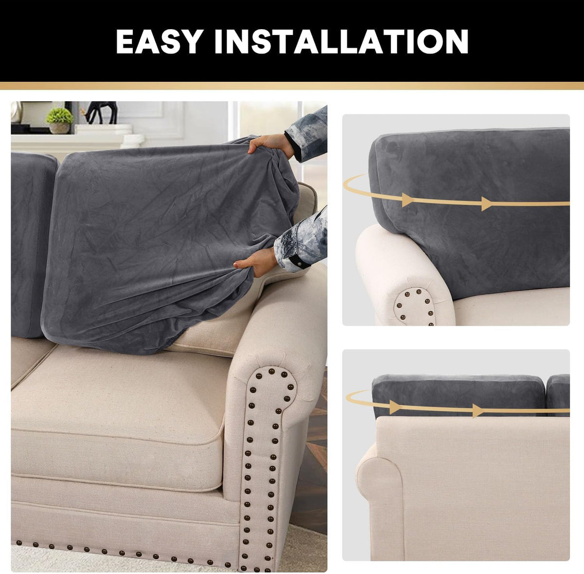 PrinceDeco Sectional Couch Covers Velvet Cushion Covers for Sectional Couch Cushion Covers for
