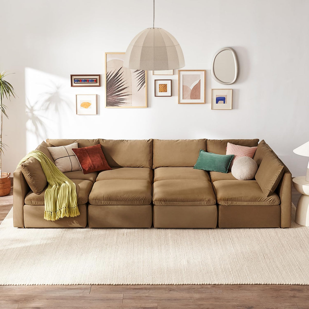 mopio Oversized Modular Sectional Sofa with Fully Removable Covers and Storage, Convertible U
