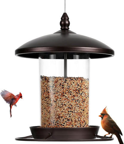 Metal Bird Feeder for Outdoors Hanging,3.0LB Seed Feeder,Easy to Fill & Clean,360°