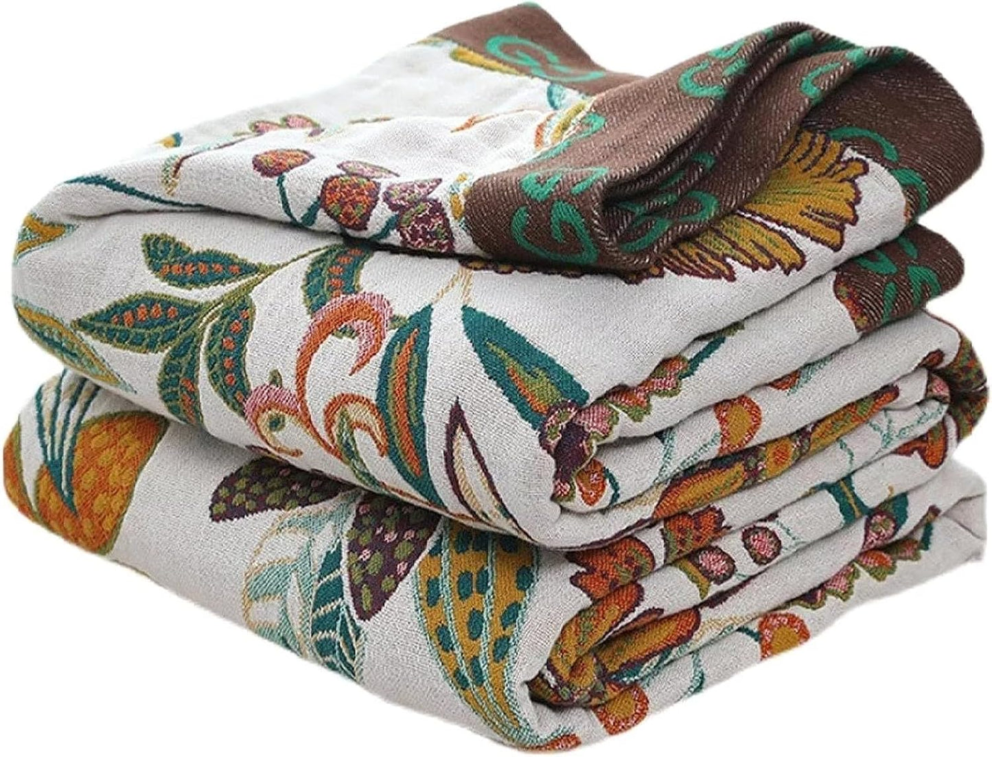 Summer Throw Blanket for Couch Bed Chair, 100% Cotton Muslin Breathable Woven Throws 60''x 80''