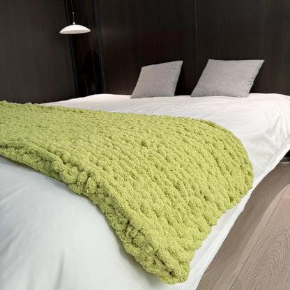 Chunky Knit Blanket Throw 40"×40", Chenille Throw Blankets, Handmade Warm & Cozy Blanket Couch Bed